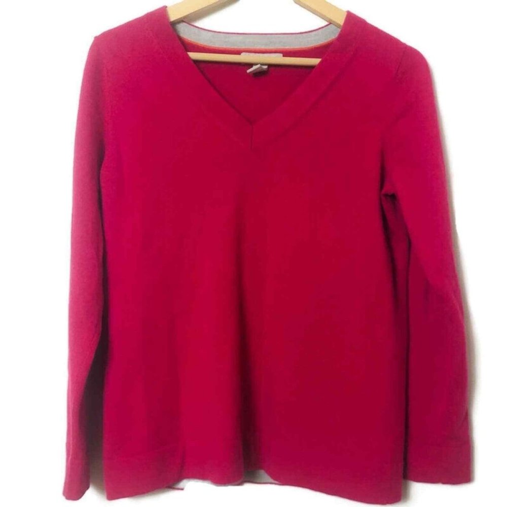 Banana Republic Magenta Merino Wool V-Neck Sweater Size Large
